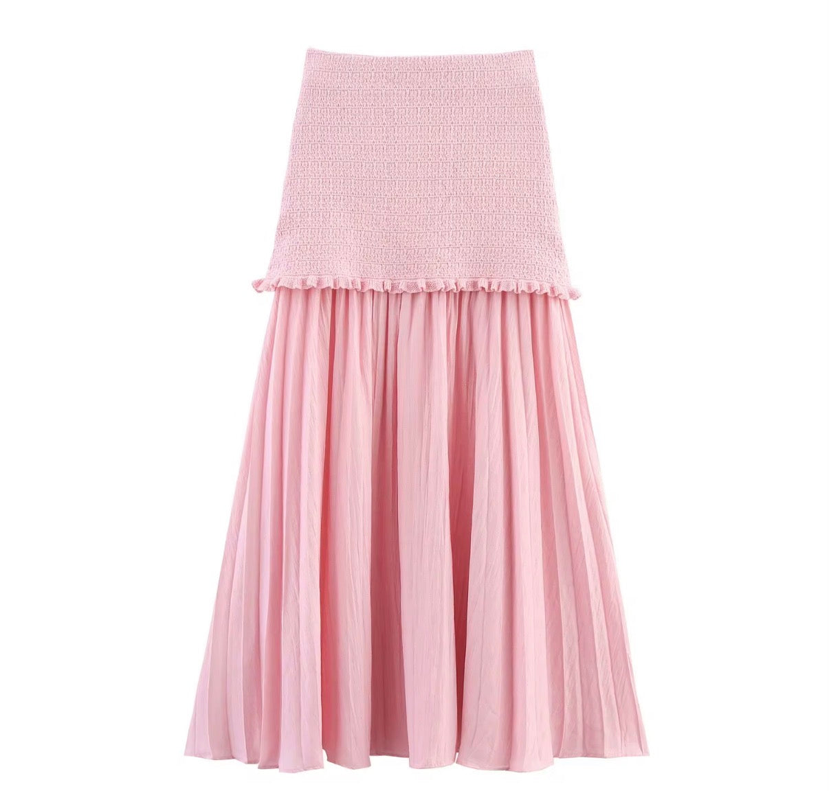 Textured Button-Up Top & Pleated Maxi Skirt Set