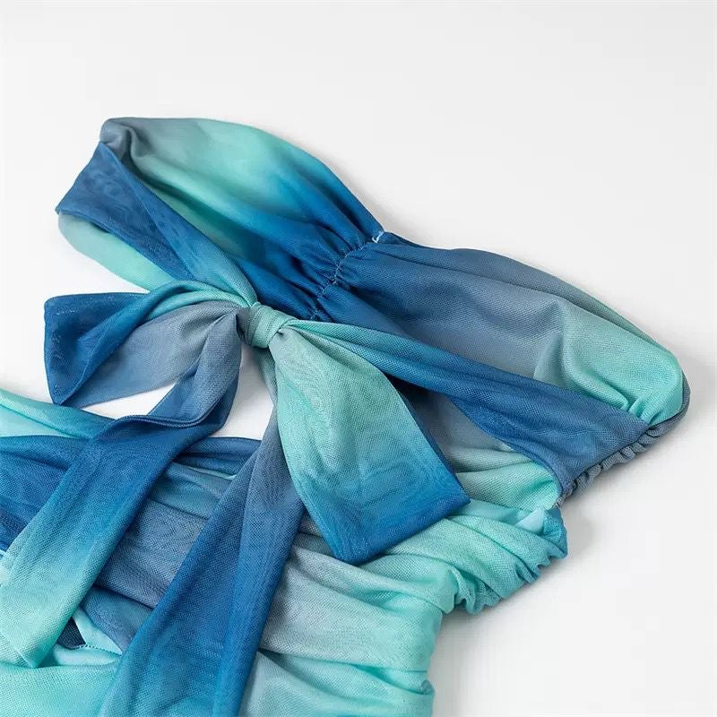Ocean Ombre Strapless Wrap Gown