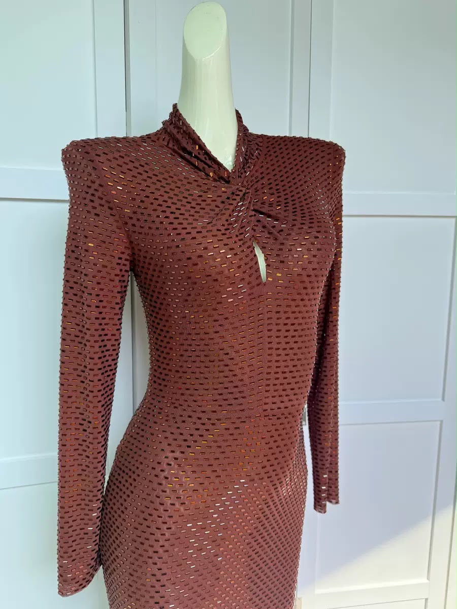 Bronze Crystal Cutout Gown