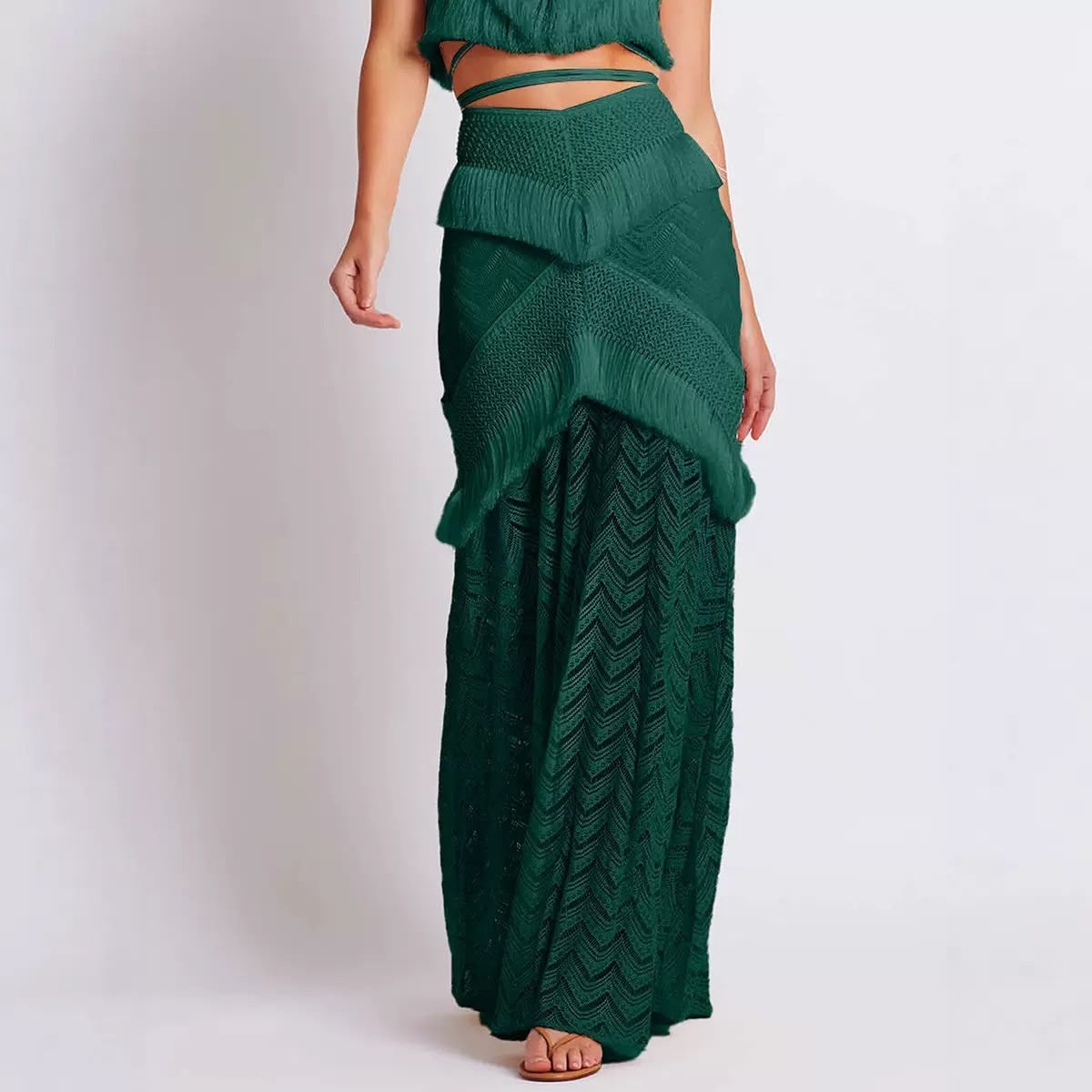 Fringe Crochet Maxi Skirt