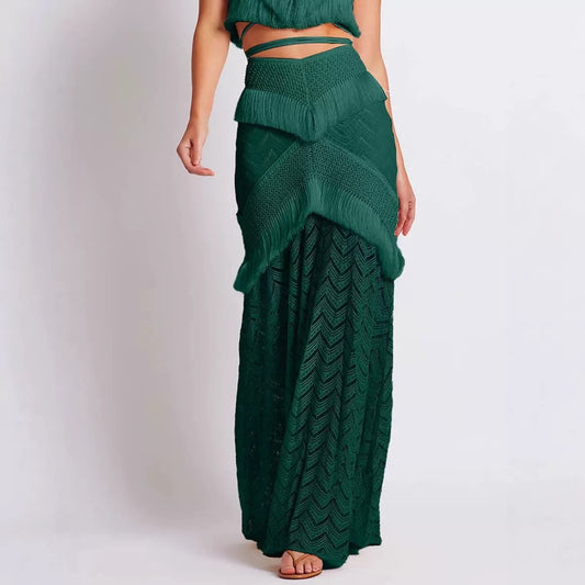 Fringe Crochet Maxi Skirt