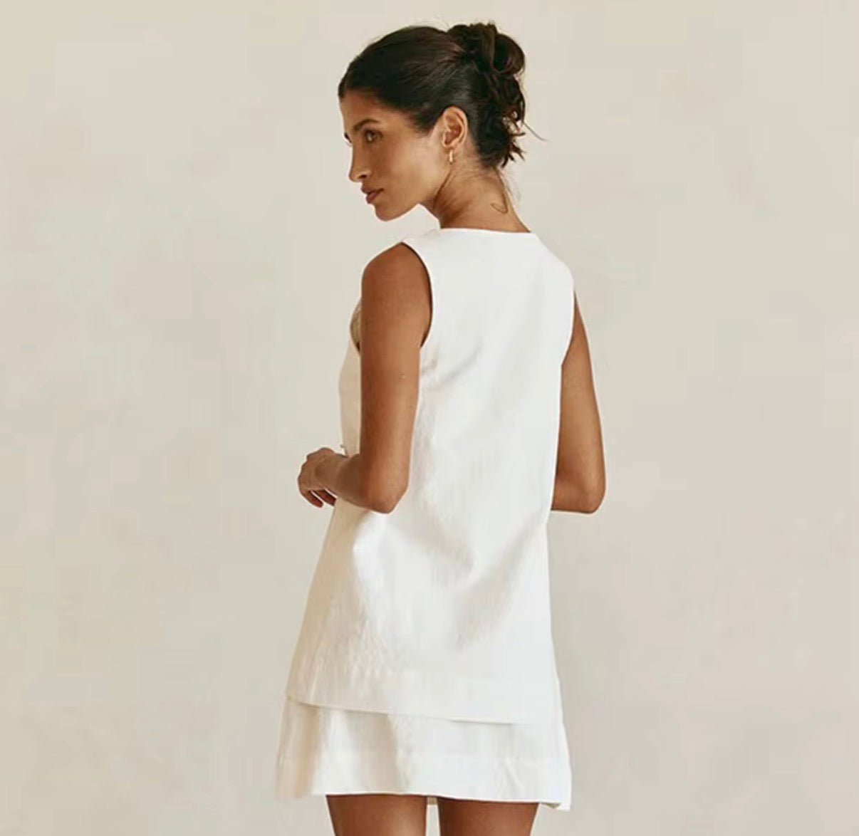 Ivory Tie-Front Layered Mini Set