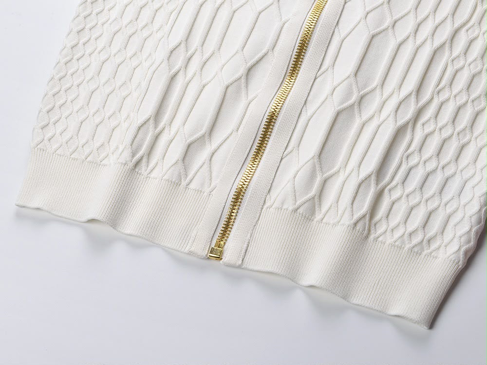 Monaco Gold Zip Knit Cardigan