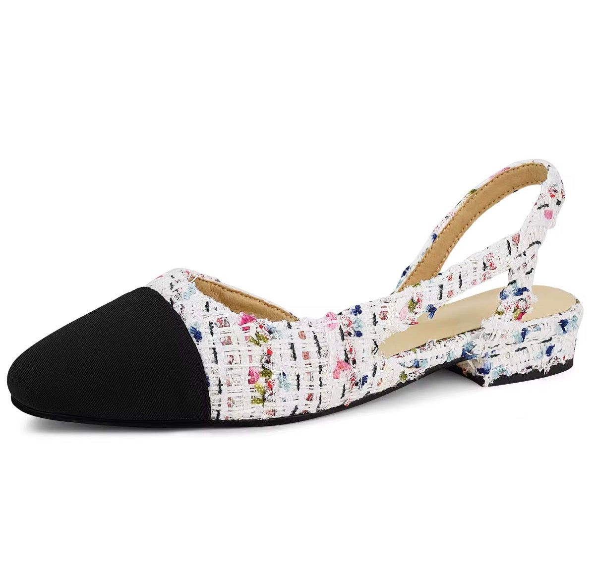 Chic Tweed Slingback Flats