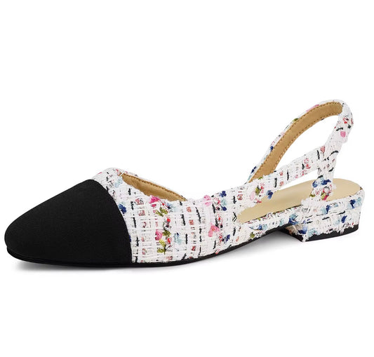 Chic Tweed Slingback Flats