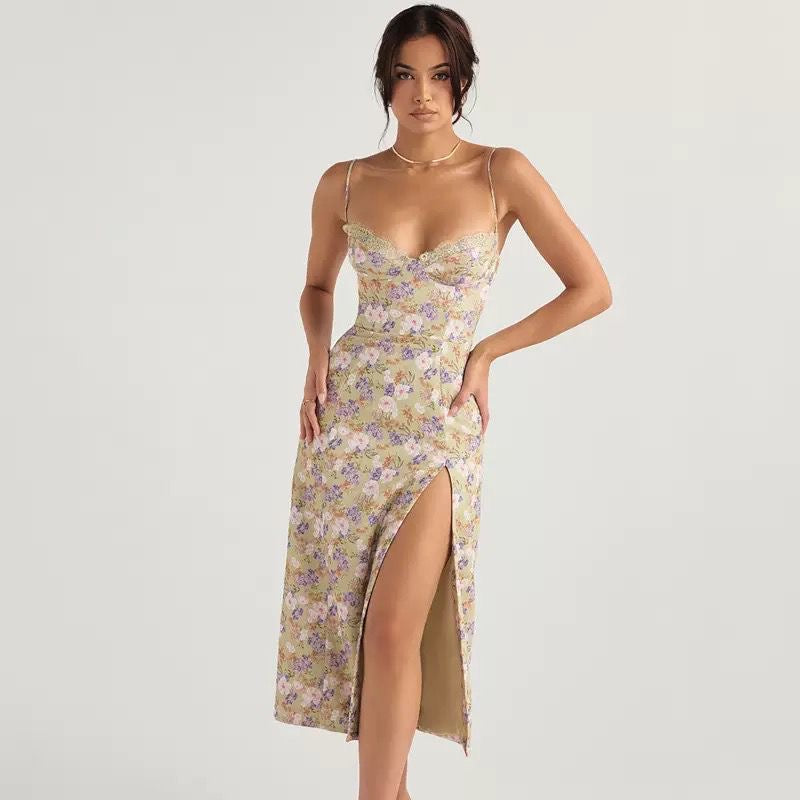 Spring Whispers Floral Midi Dress