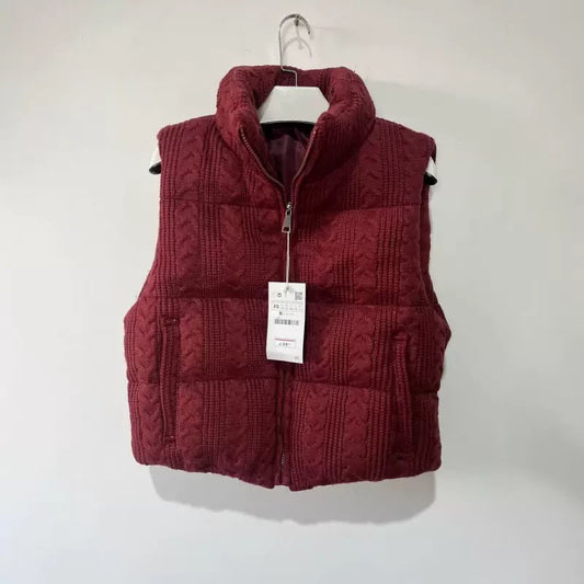 Cable Knit Puffer Vest