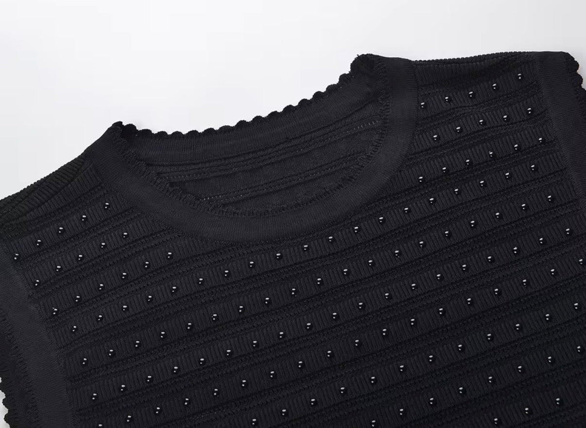 Midnight Studded Sculpt Knit Mermaid Maxi Dress
