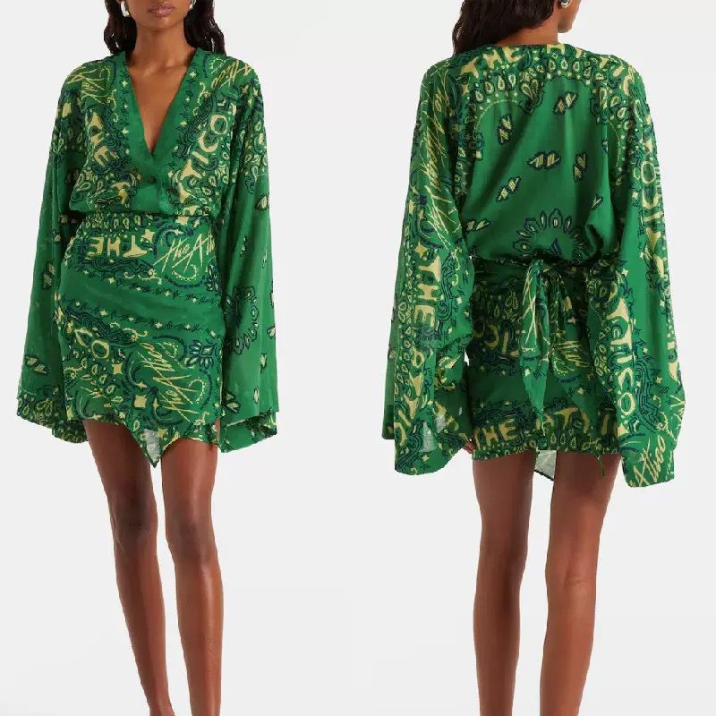 Emerald Bandana Print Wrap Set