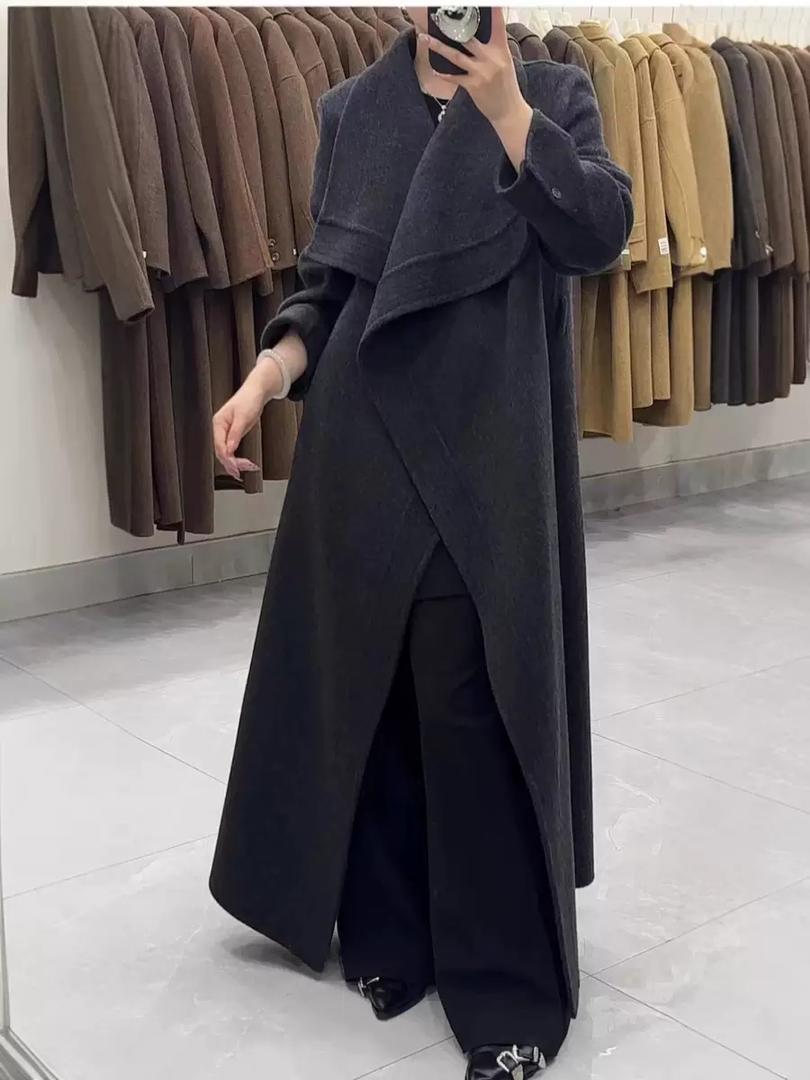Majestic Drape Wool Wrap Coat