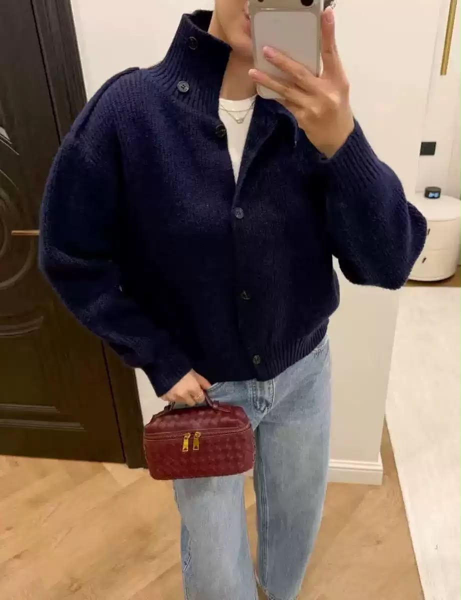 Sloane High-Neck Knit Cardigan