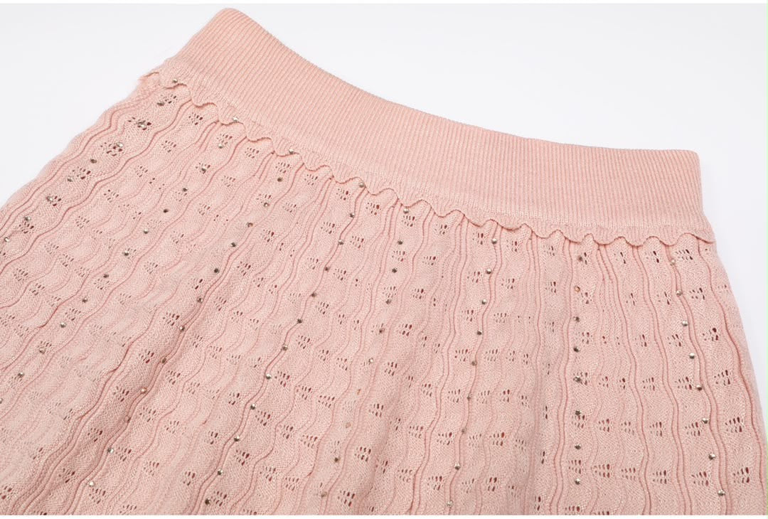 Pointelle Knit Cardigan & Maxi Skirt Set