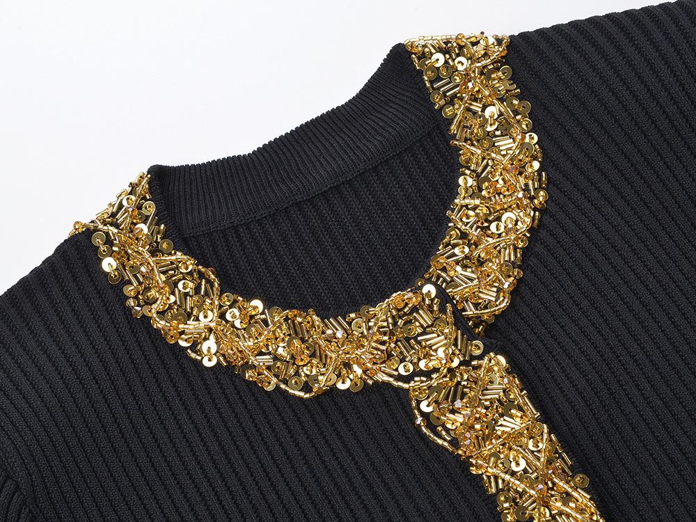 Noir Impériale Embellished Knit Top