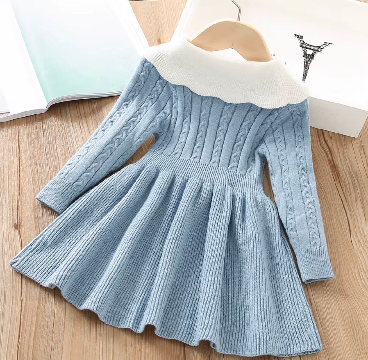 Pearl Collar Cable Knit Dress