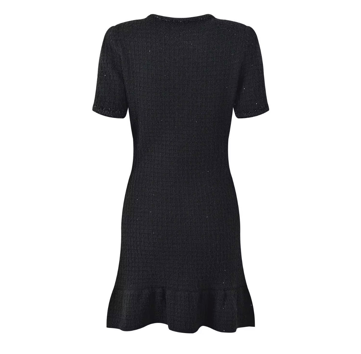 Embellished Button Tweed Mini Dress