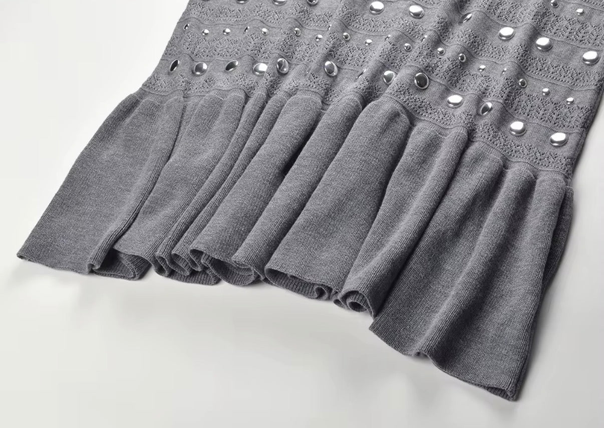 Studded Knit Mermaid Maxi Dress