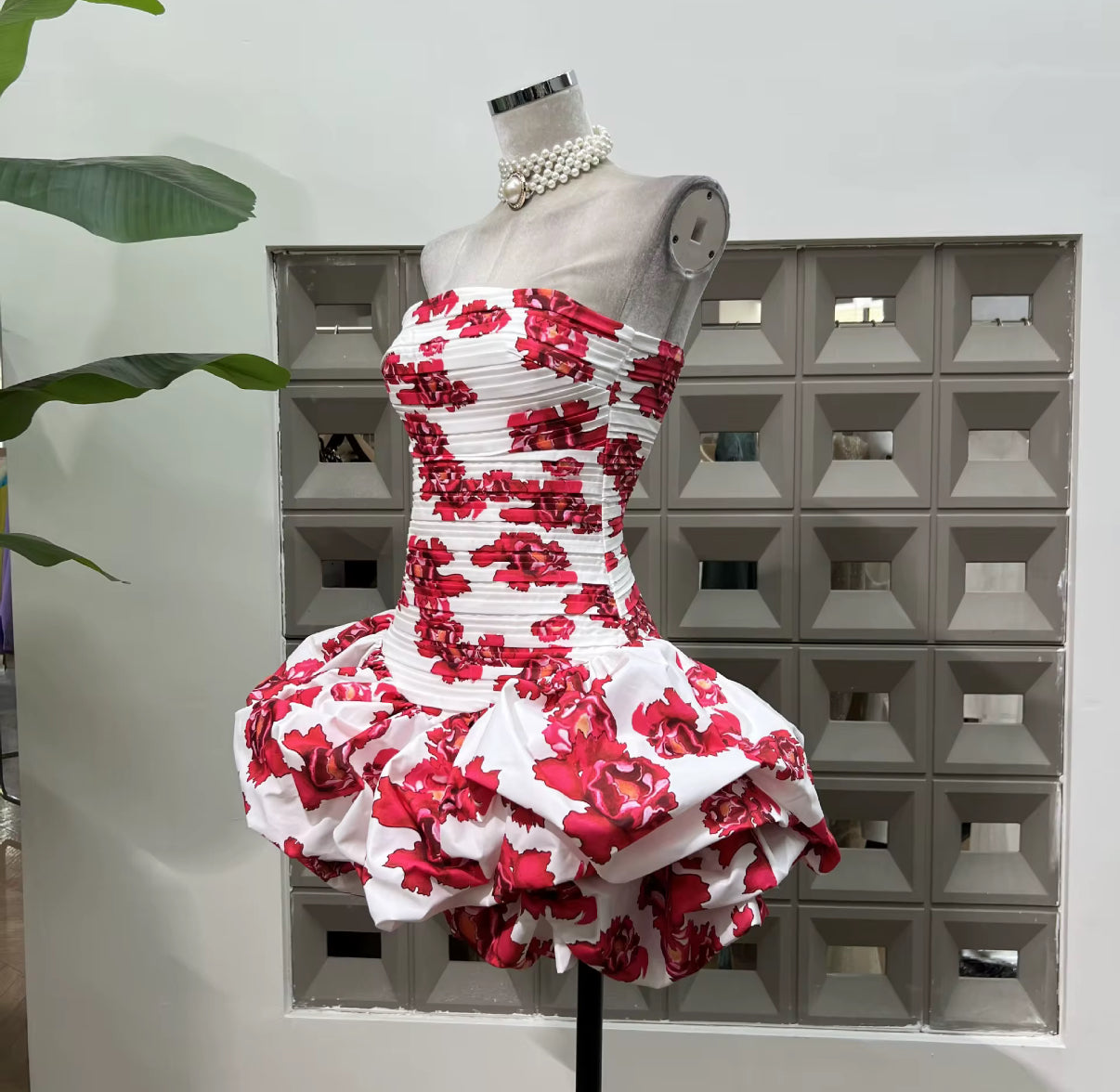 Flared Mini dress with unique Prints and Cascading Layers