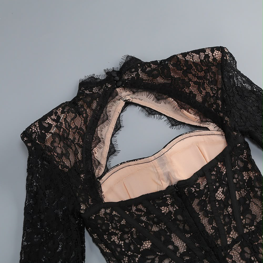 Noir Romance Lace Mini Dress
