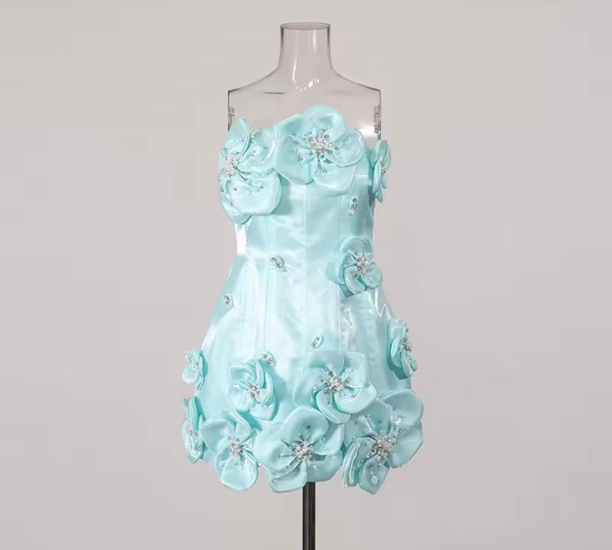 Sky Blue Floral Mini Dress