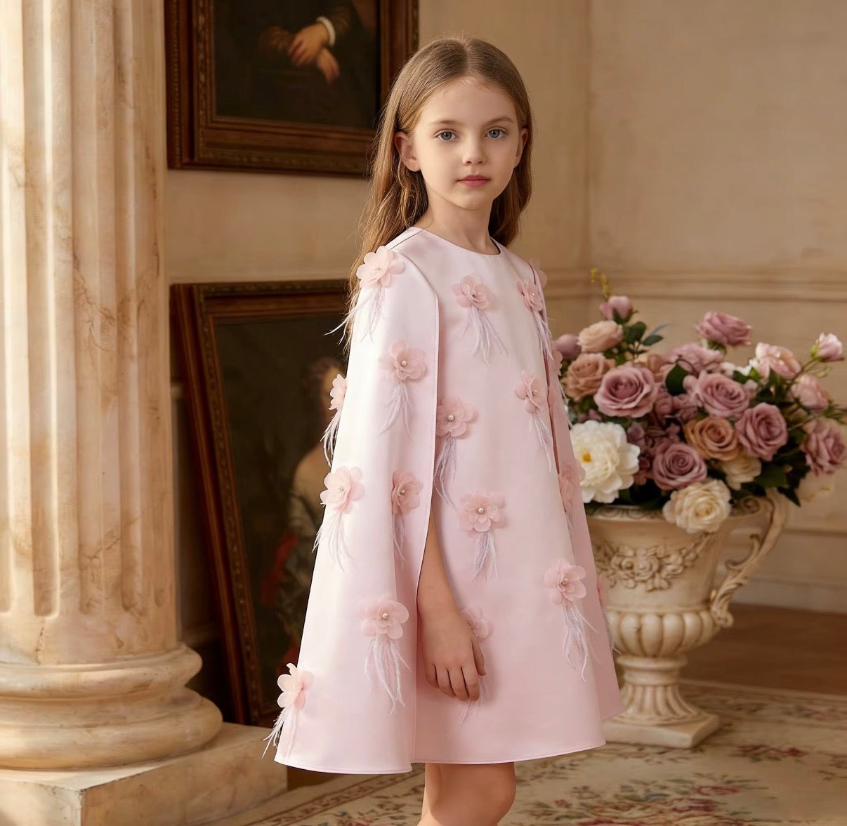 Blush Petal Cape Dress