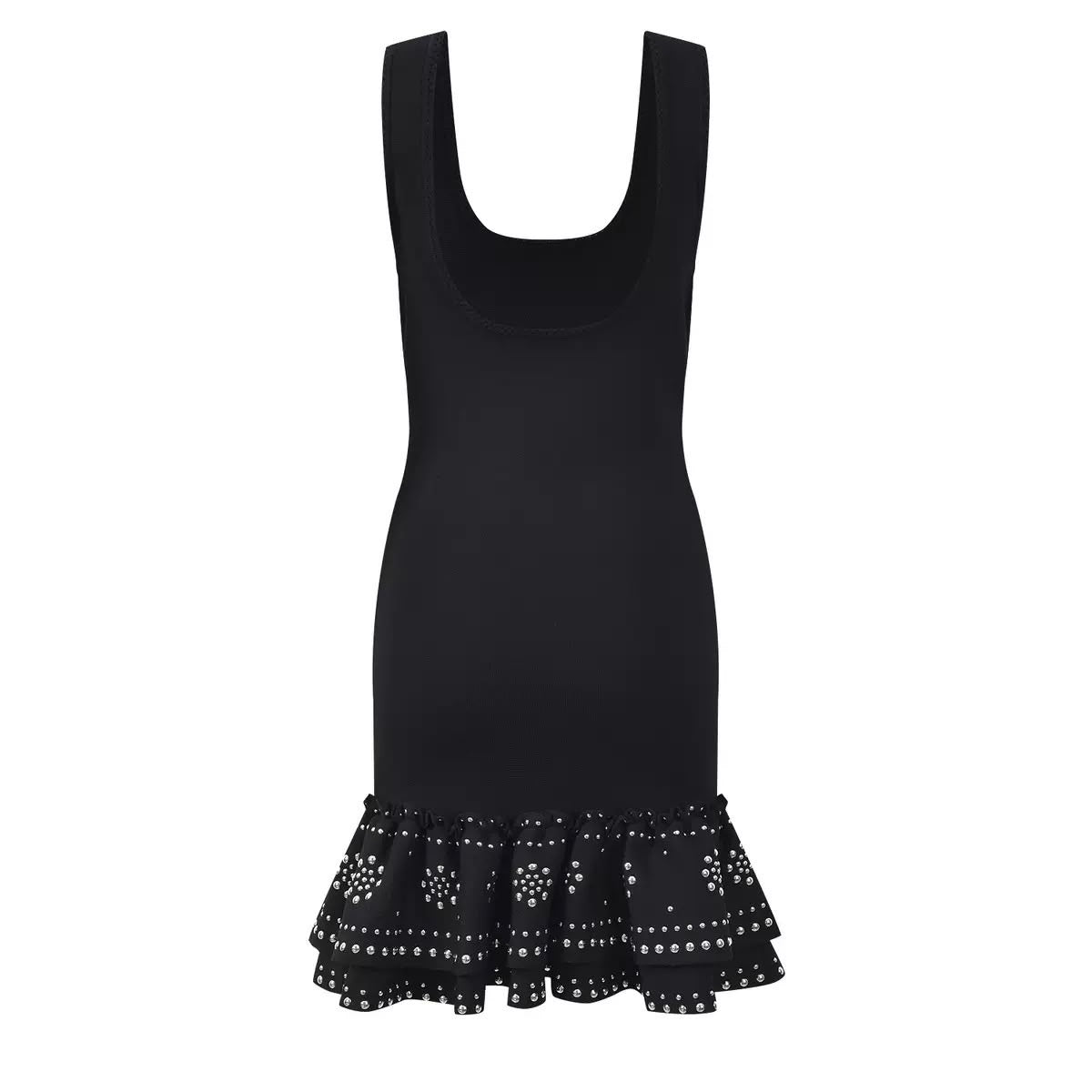 The Amara Studded Ruffle Mini Dress