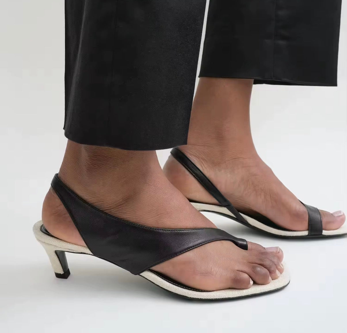 Minimal Slingback Thong Heels