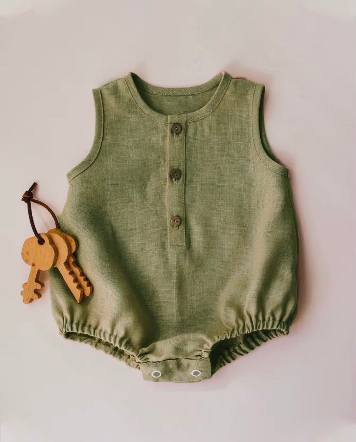 Button Linen Bubble Romper