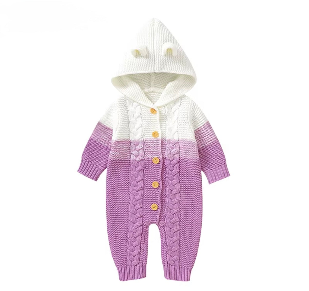 Cozy Bear Hooded Knit Romper
