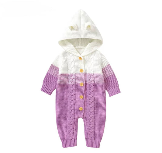 Cozy Bear Hooded Knit Romper