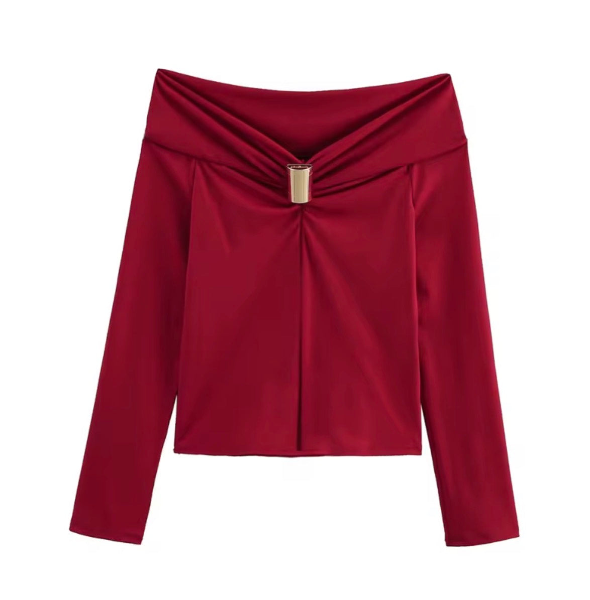 Off-Shoulder Draped Gold Accent Top