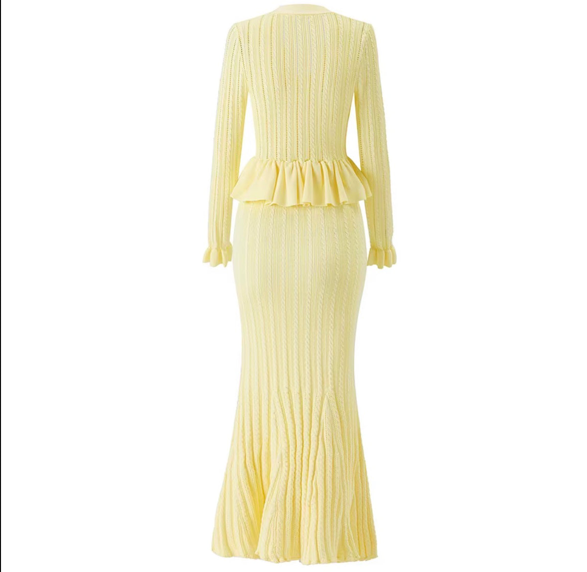 Peplum Button Knit Maxi Dress