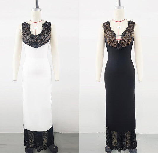 The Noir Lace Contrast Dress