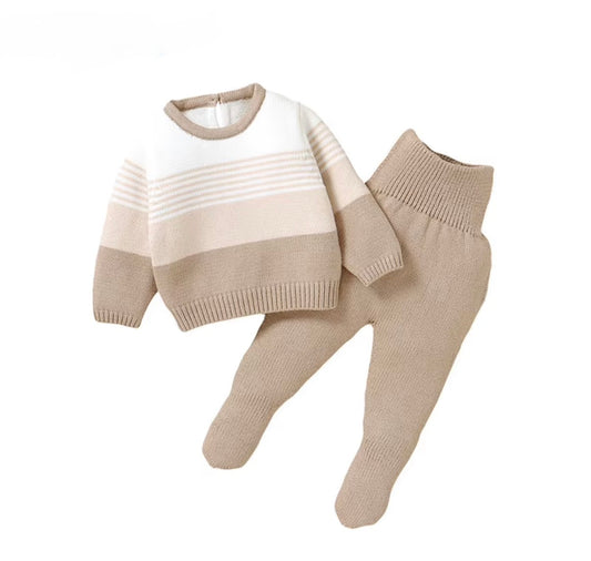 Colorblock Knit Footed Set