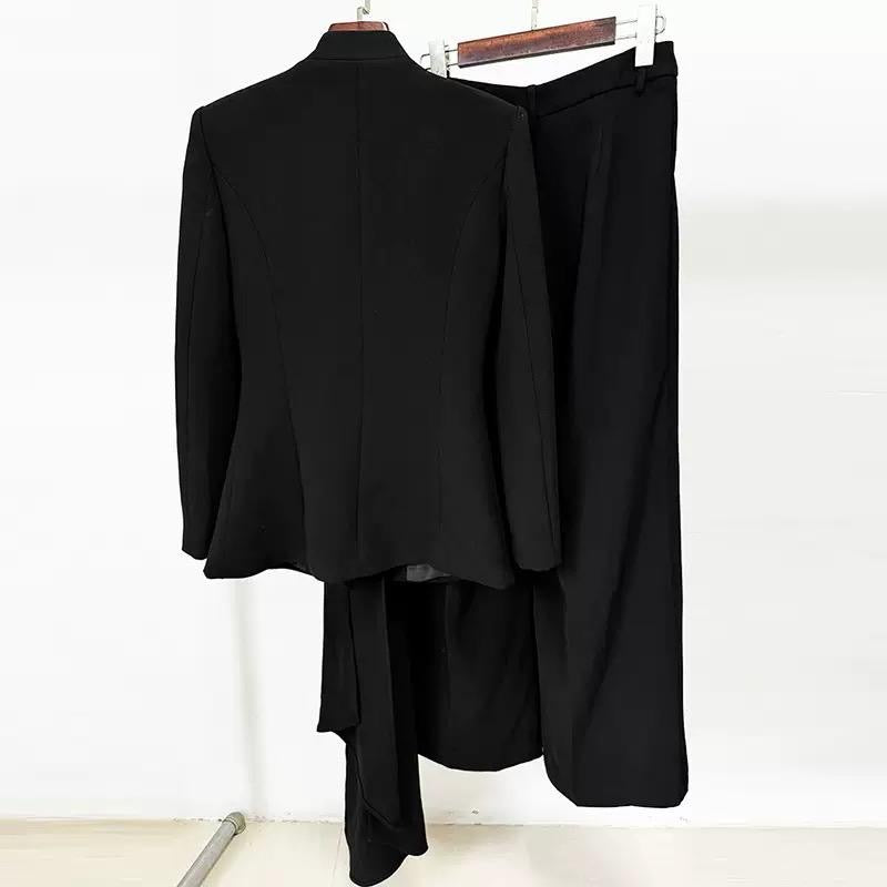 Draped Brooch Blazer Set