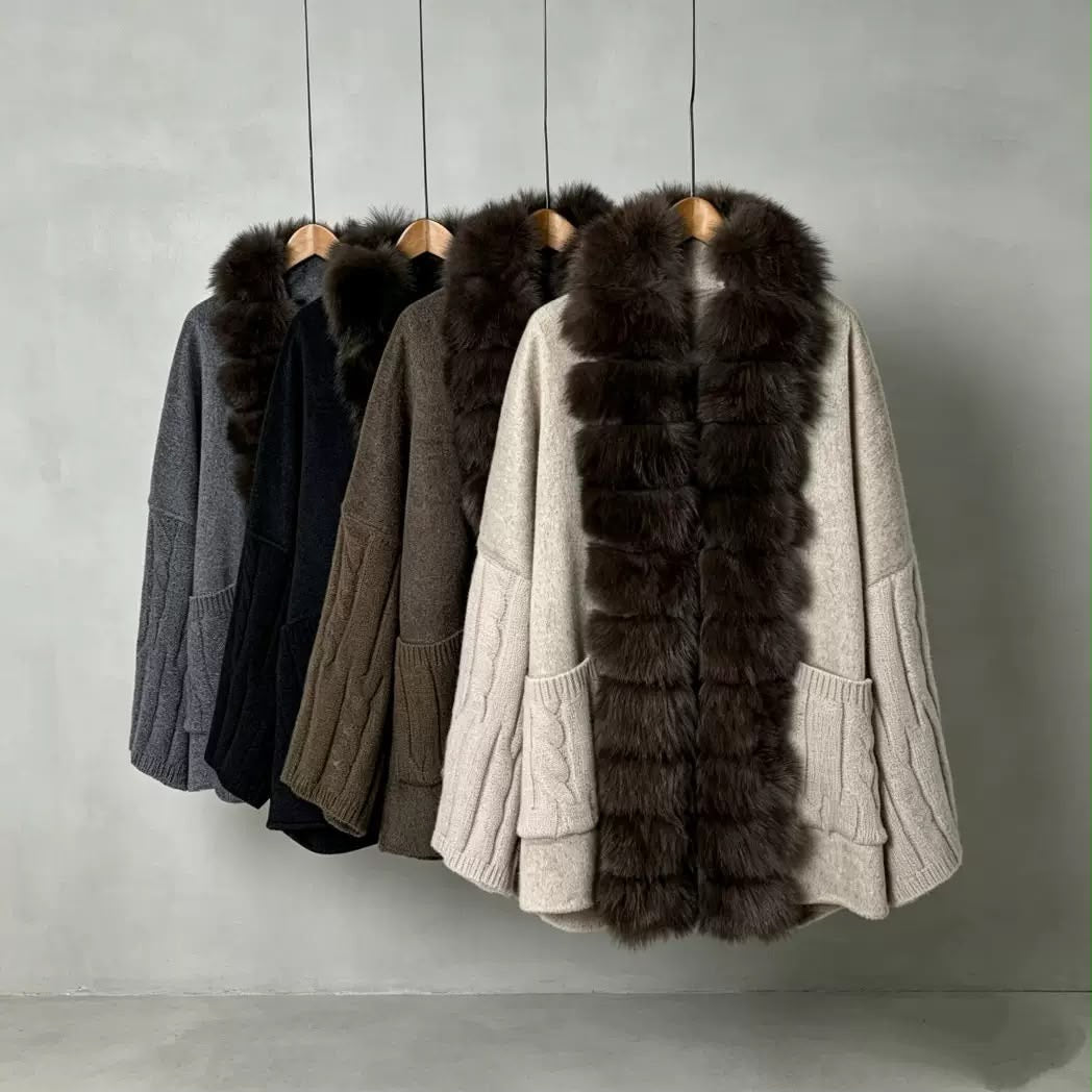 Noir Luxe Fur Knit Cardigan