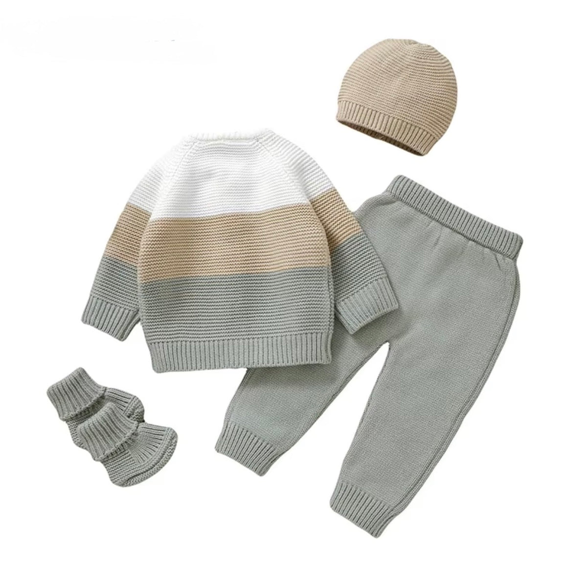 Cozy Stripe Knitted Baby Set