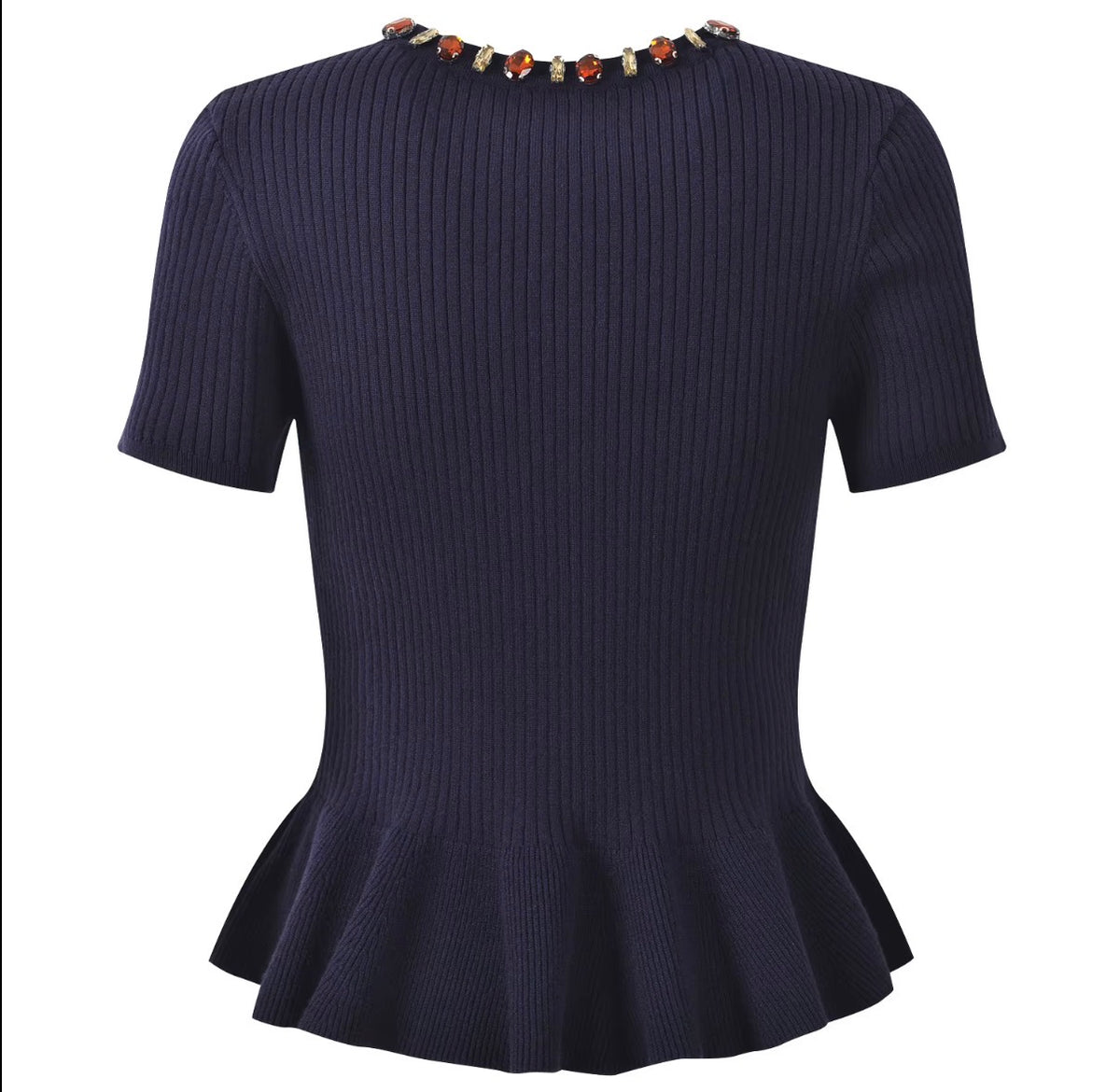 Jewel Neck Peplum Knit Top