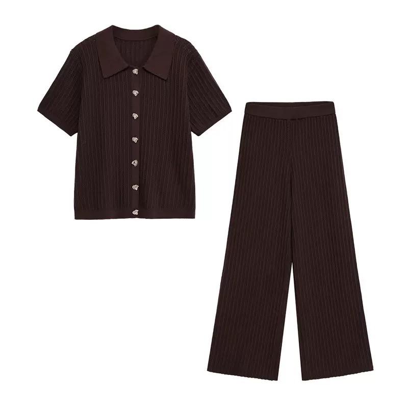 Ribbed Knit Shirt & Pants Set