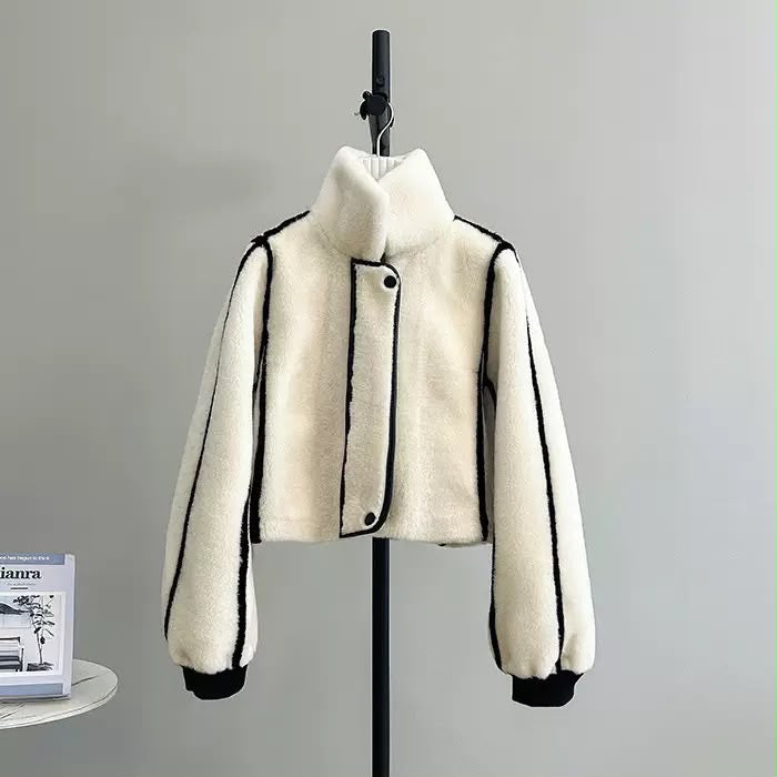 Monochrome Teddy Bomber Jacket