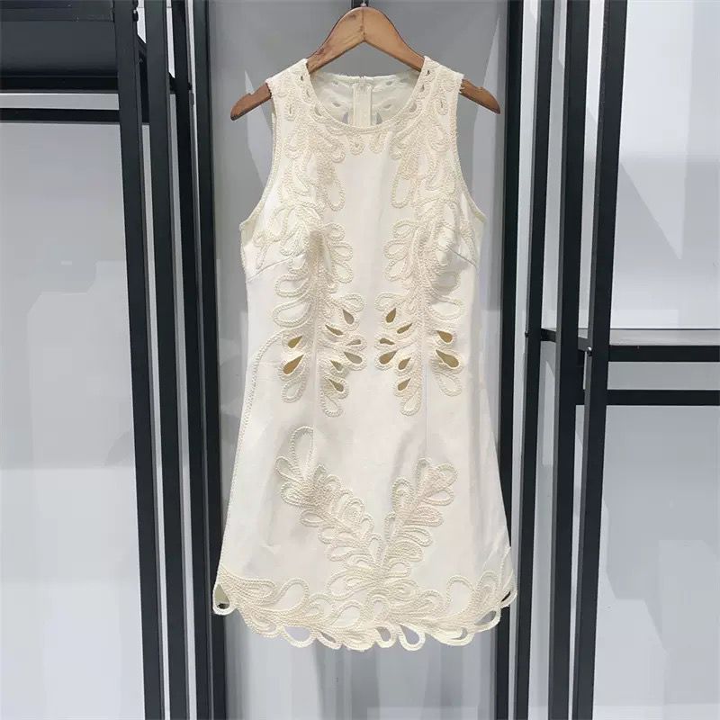 Ivory Embroidered Cutout Mini Dress