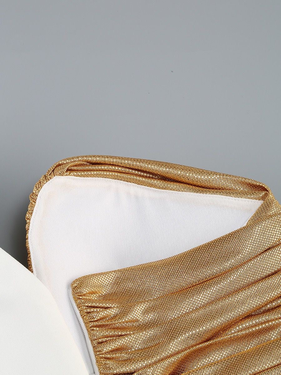 Golden Rose One-Shoulder Draped Sculptural Gown