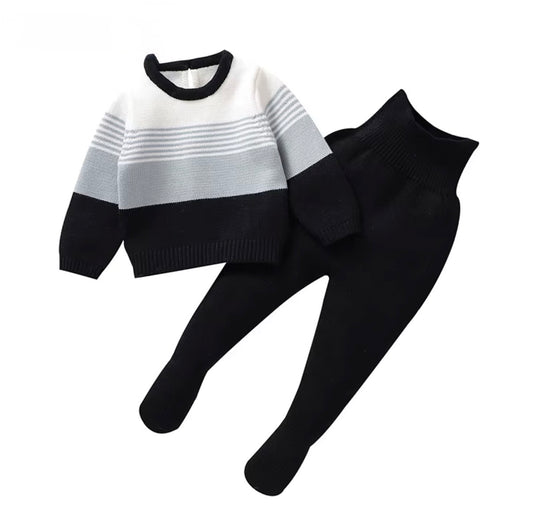 Colorblock Knit Footed Set