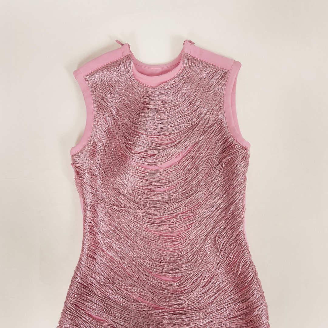 Rose Metallic Ruched Sculpt Midi Dress
