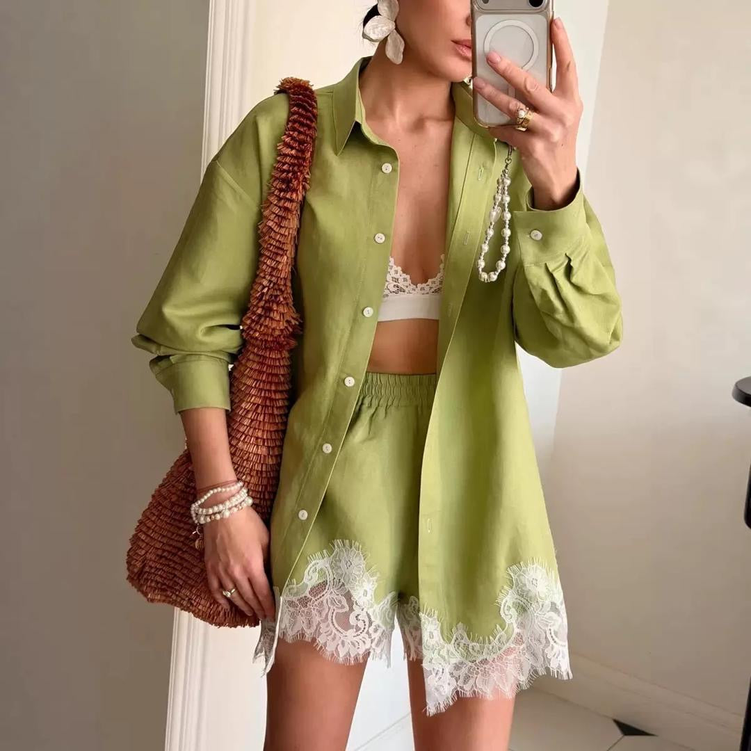 Lace Trim Lounge Set