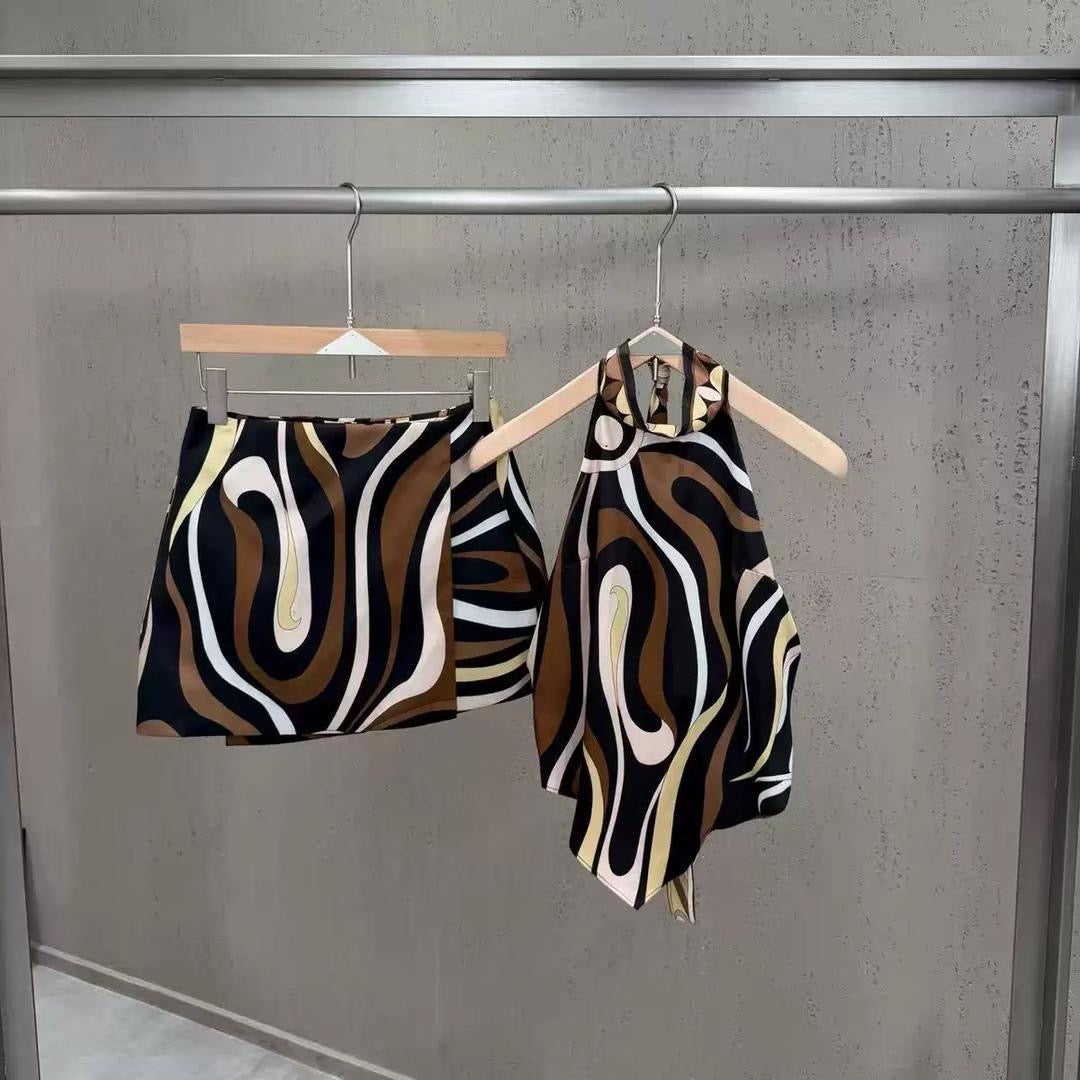 Abstract Halter Set