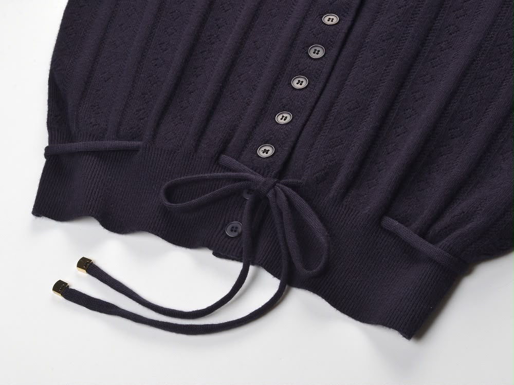 Midnight Bow Pointelle Cardigan