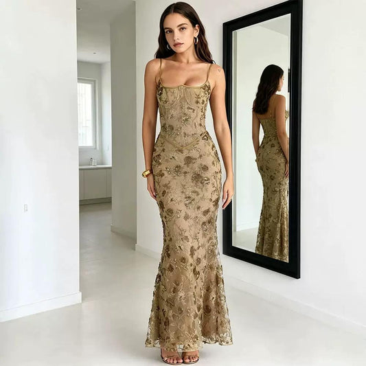 Antique Gold Lace Gown
