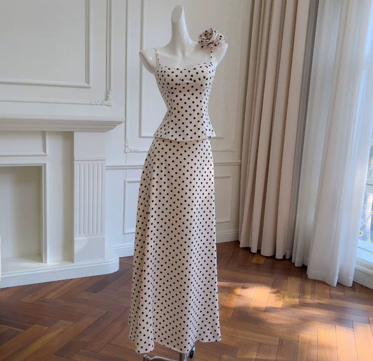 Polka Dot Two-Piece Skirt Set