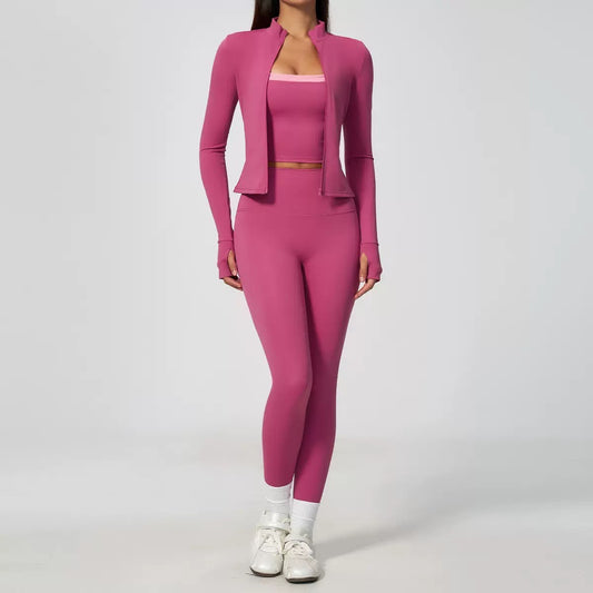 Zip-Up Activewear Three-Piece Set