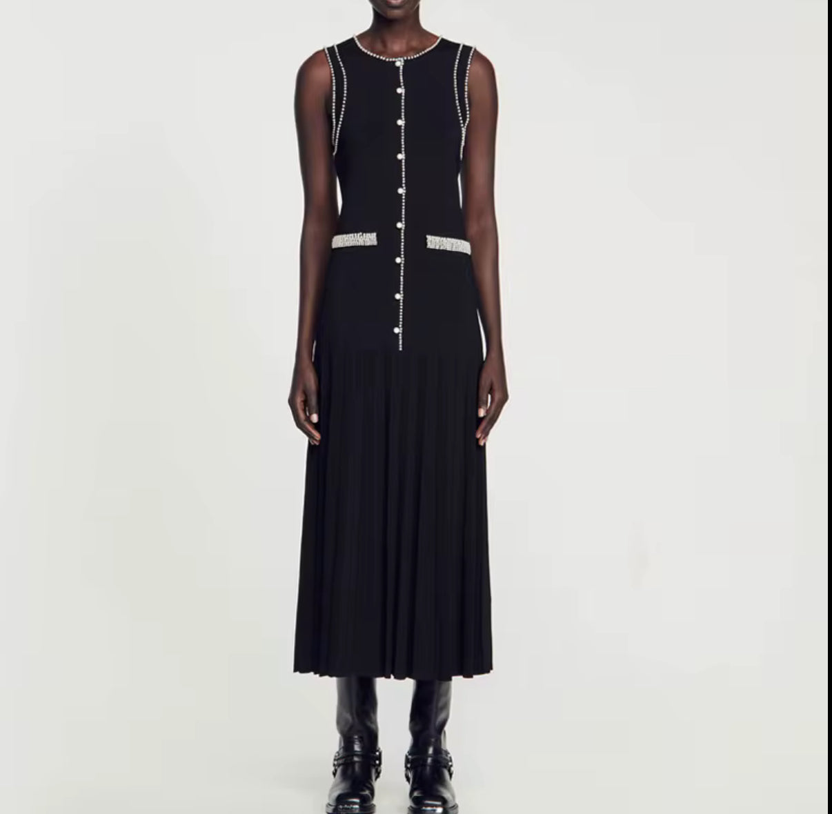 Pearl Trim Maxi Dress